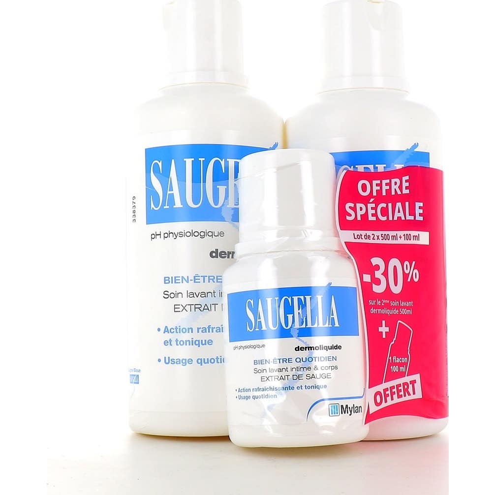 Saugella Dermolíquido Higiene Íntima 2x500ml + 100ml