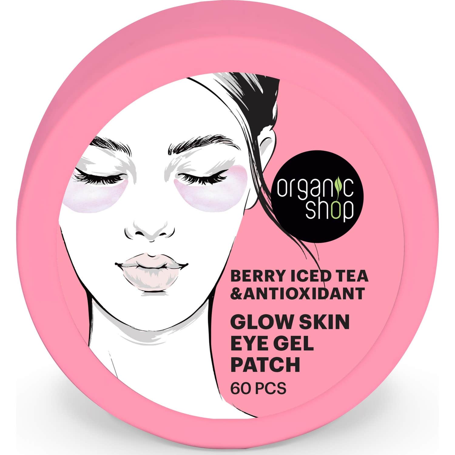 Organic Shop Glow Skin Eye Gel Patch Berry Iced Tea Antioxidant 60uds