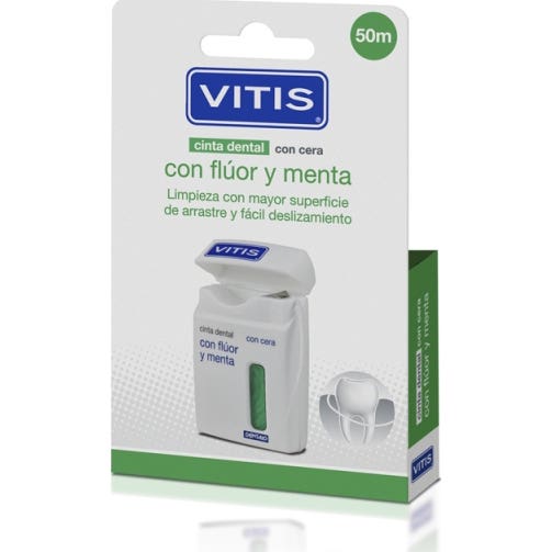 Vitis Cinta Dental con Cera, Flúor y Menta 50cm
