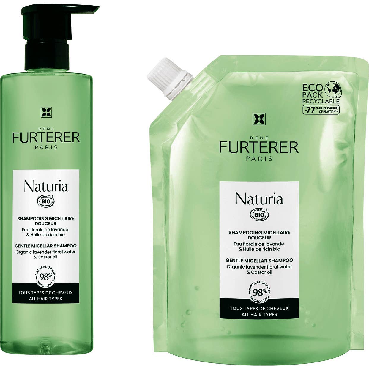 René Furterer Naturia Champú Micelar Suave 400ml + Recarga 400ml