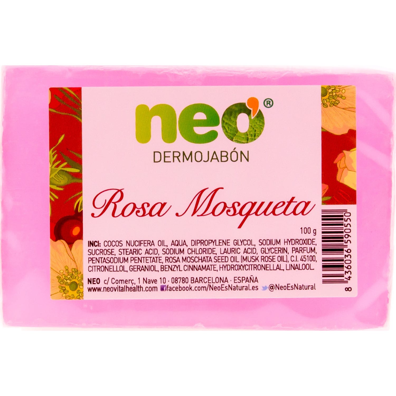 Neo Pastilla Jabon Rosa Mosqueta 100 G