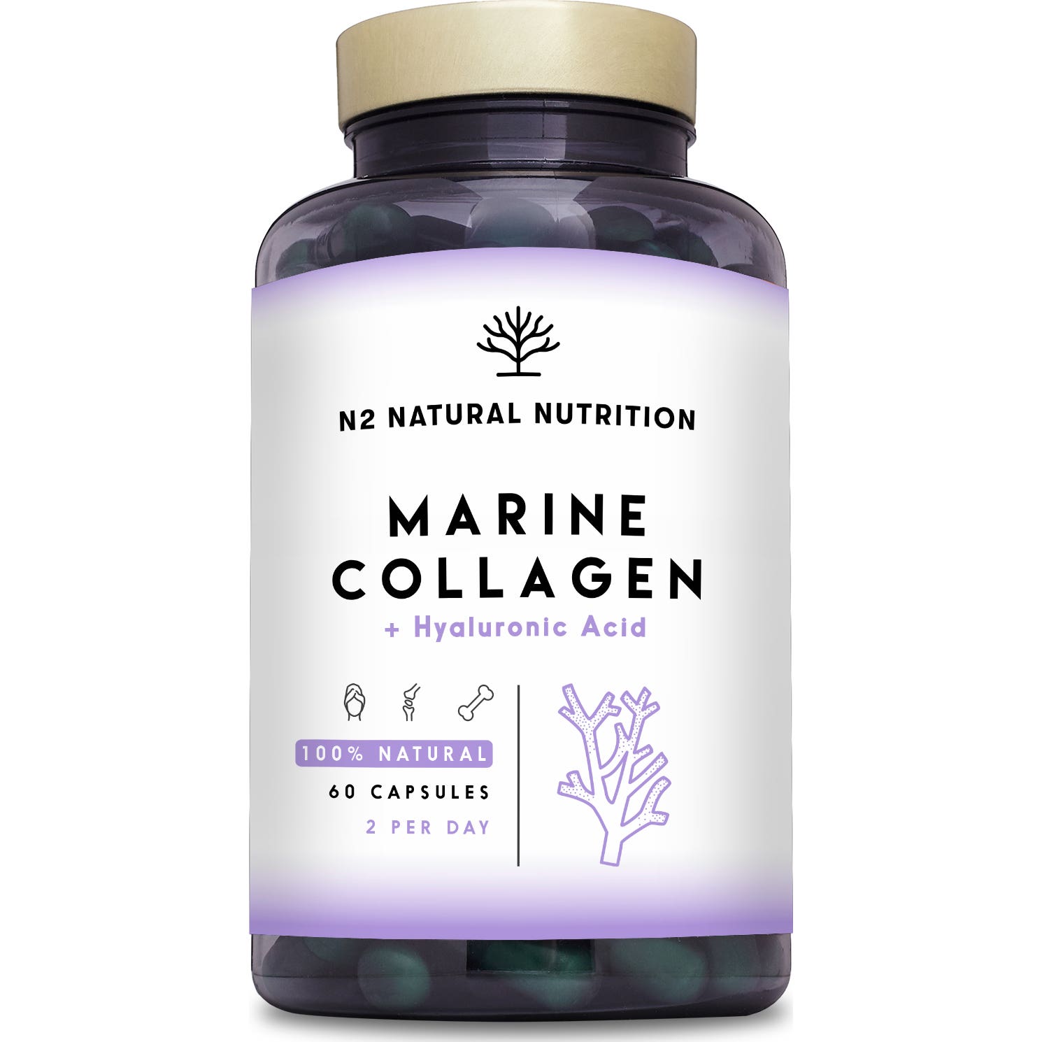 N2 Natural Nutrition Colágeno Marino PEPTAN + Ácido Hialurónico 60caps
