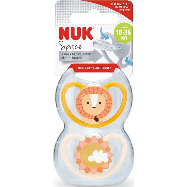 Nuk Chupete Silicona Space 18-36M León 2 uds