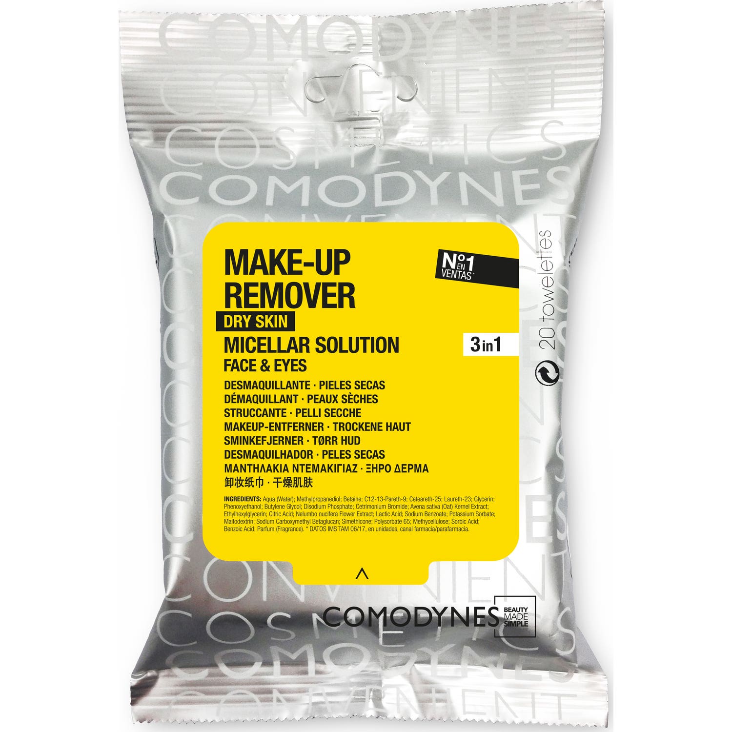 Comodynes Make-up Remover Dry Skin Toallitas Desmaquillantes 20uds
