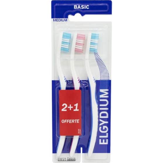 Elgydium Basic Cepillo de Dientes Medio 3 uds
