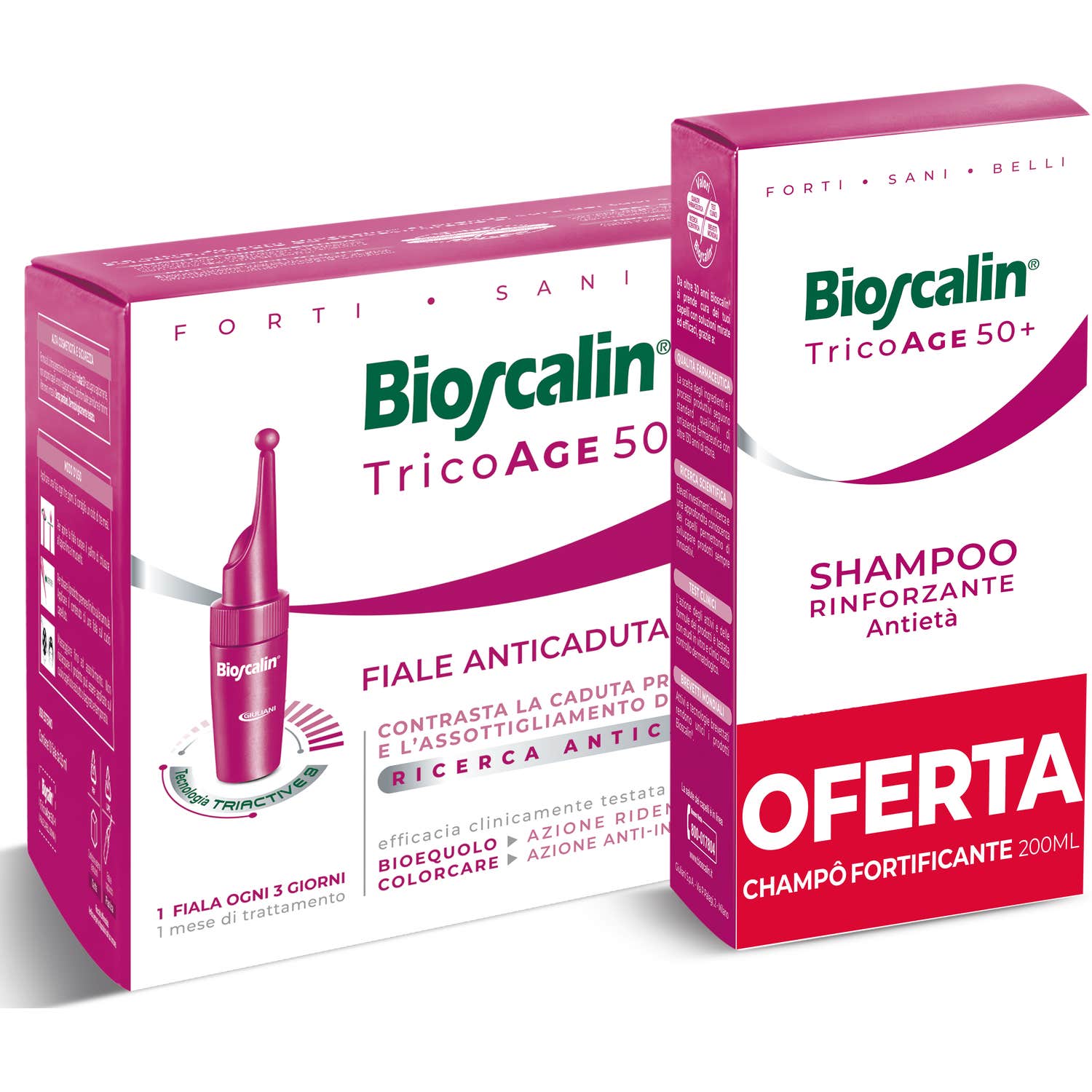 Bioscalin Pack TricoAGE50+ Ampollas 10x3,5ml + Champô Fortificante 200ml