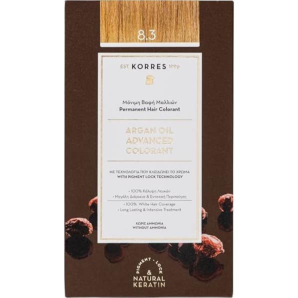 'Korres Coloration Permanente Huile D''Argan Blond Clair Doré 8.3'