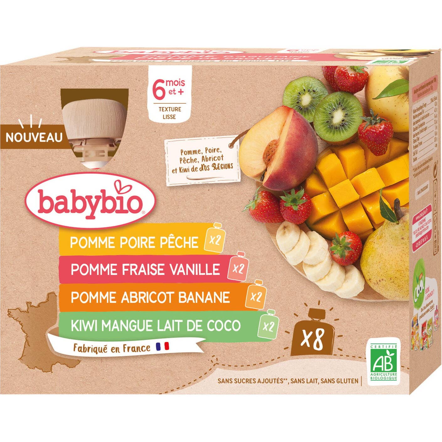 BabyBio Papilla Multi Frutas 6M 8x90g