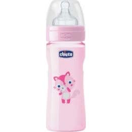 Chicco Biberón Silicona Flujo Medio Rosa gato 2 M+ 250 ml