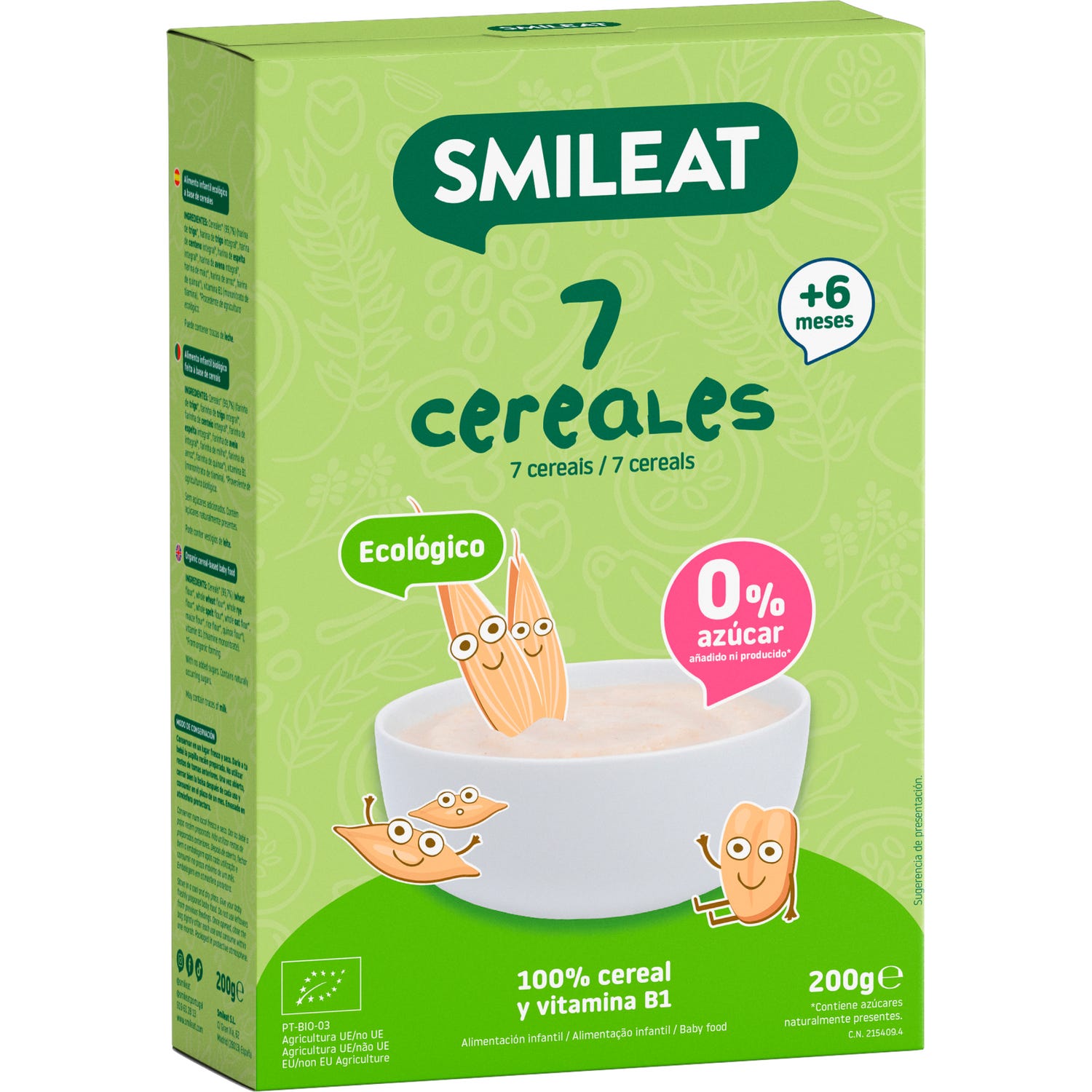 Smileat Papilla Ecológica de 7 Cereales 200g