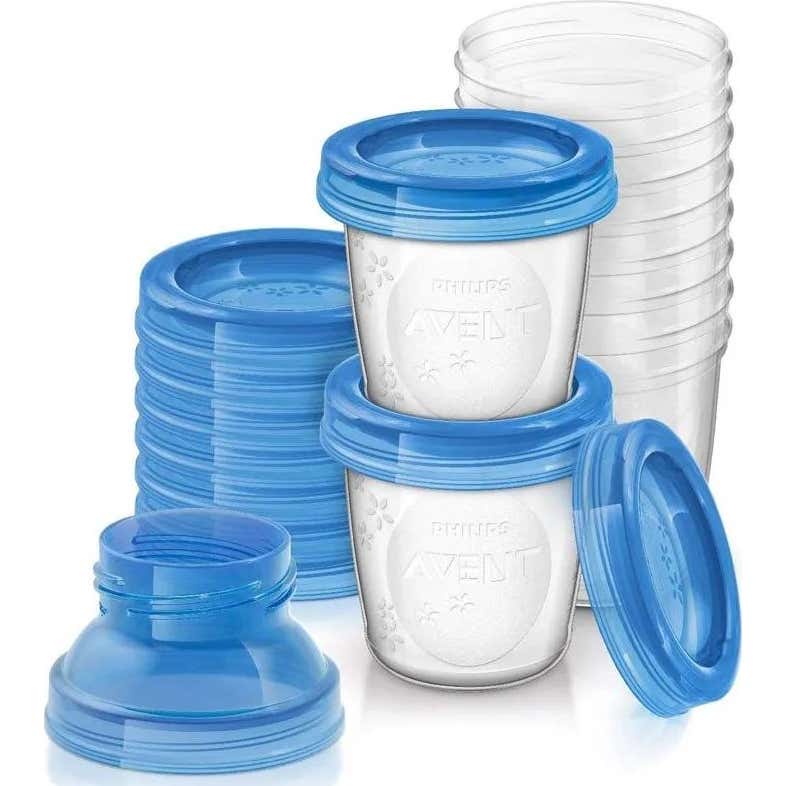 Avent Vasos de Almacenamiento con Tapa 10 X180 ml + Adaptadores 2 uds