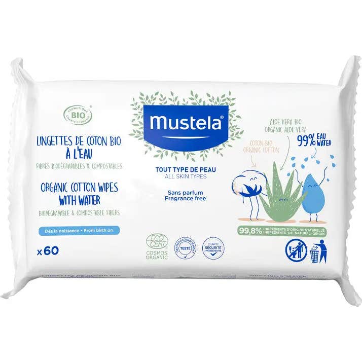 Mustela Toallitas al Agua de Algodón BIO 60uds