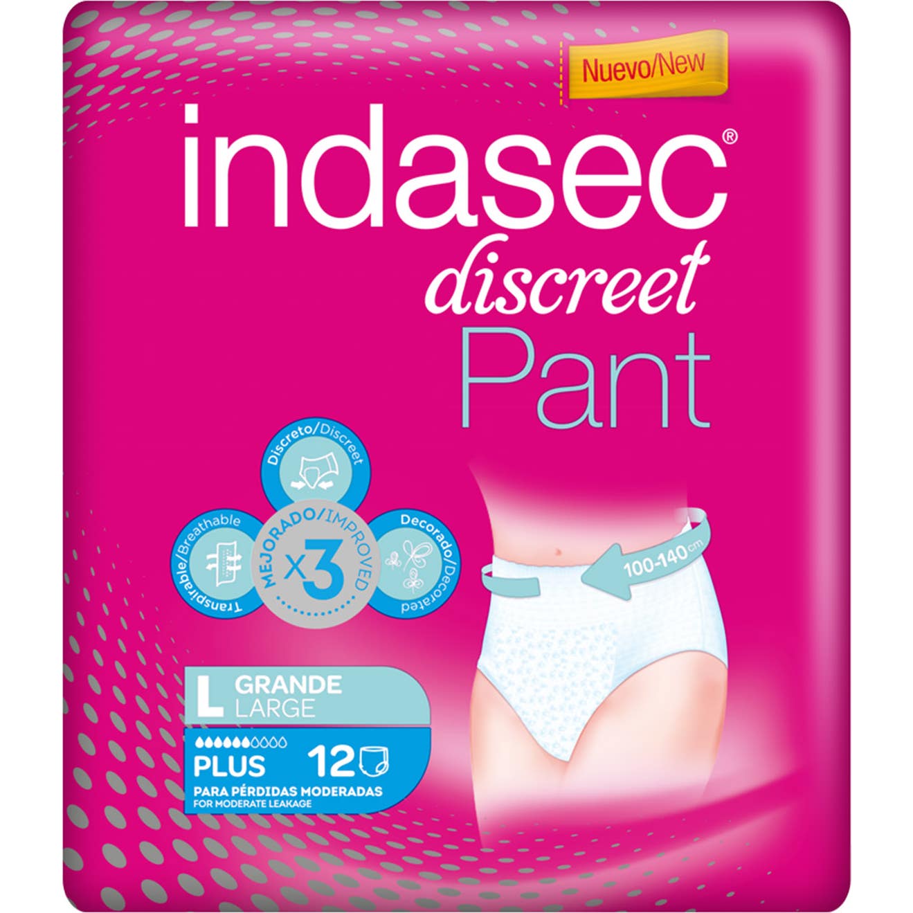 Indasec Discreet Pant Plus T-L 12uds