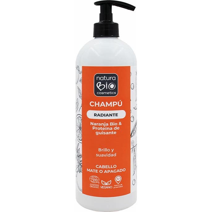 NaturaBIO Cosmetics Champú Radiante Naranja Proteína Guisante 740ml