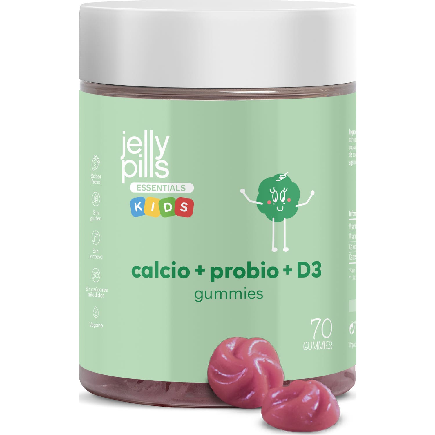 Jelly Pills® Essentials Kids Calcio + Probio + D3 Gummies 70uds
