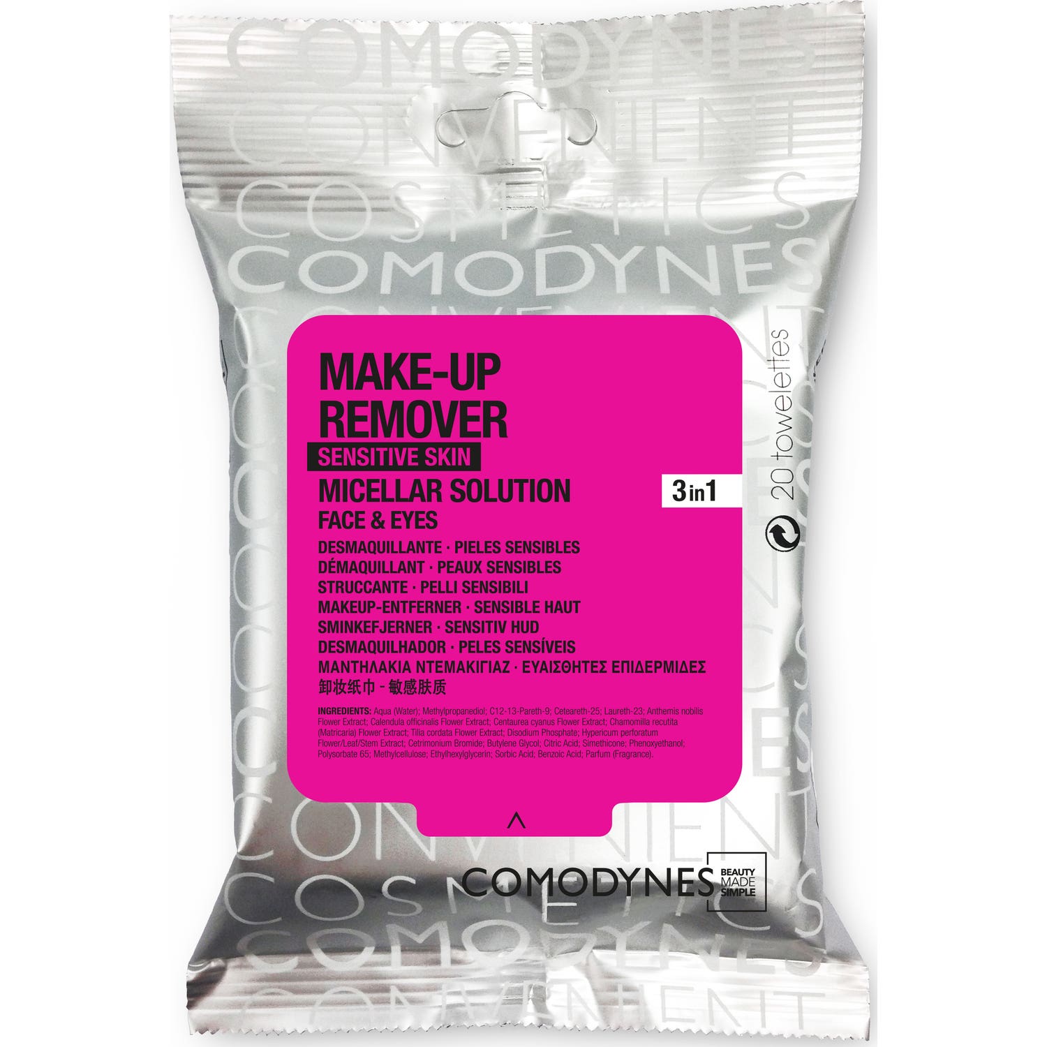 Comodynes Make-up Remover Sensitive Skin Toallitas Desmaquillantes 20uds