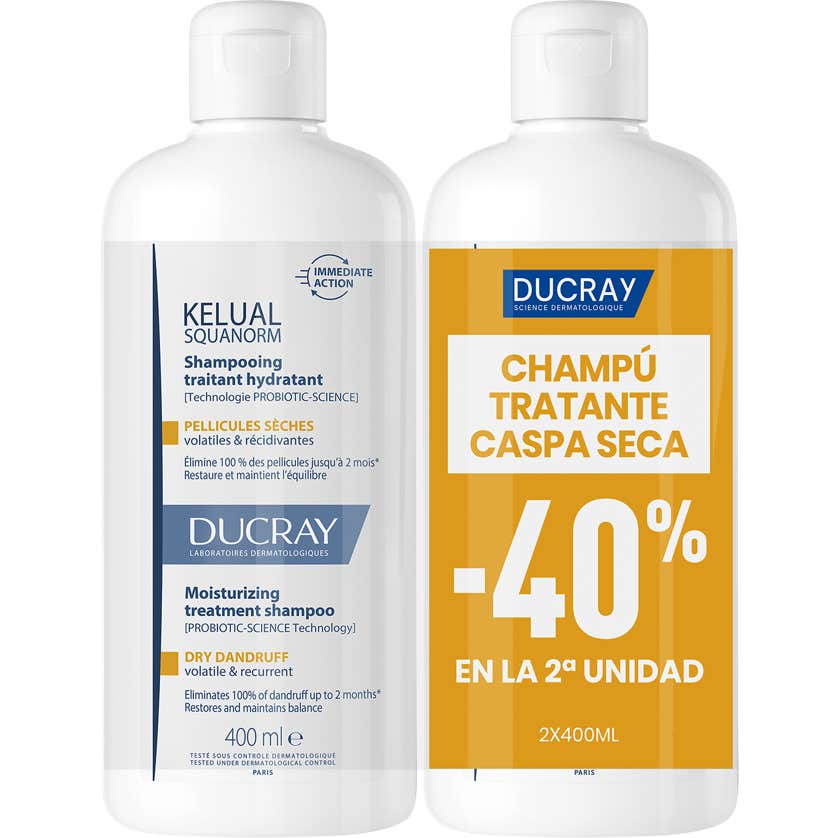 Ducray Kelual Squanorm Champú Anticaspa Caspa Seca 2x400ml