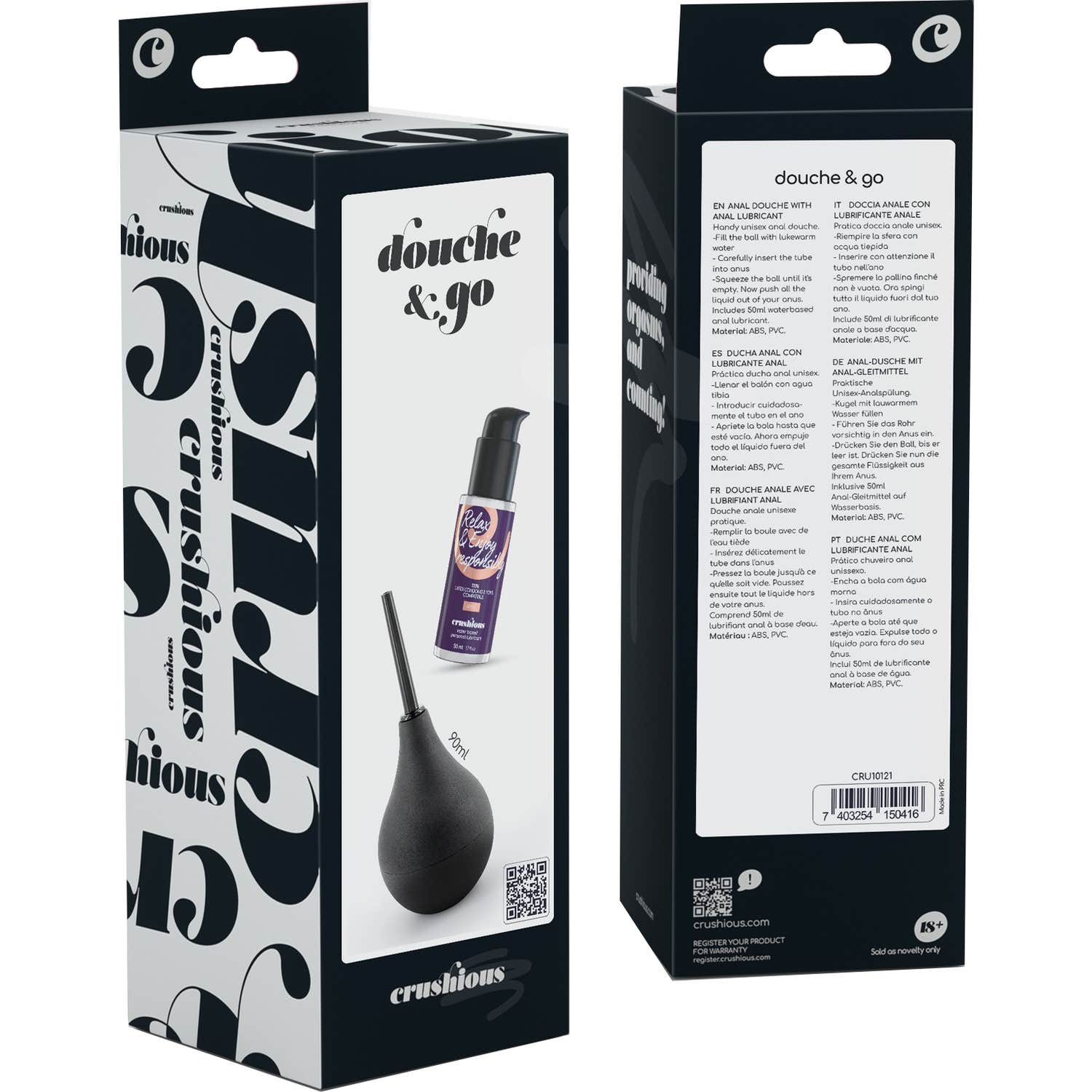 Crushious Set Douche & Go Ducha Anal 90ml + Lubricante 50ml
