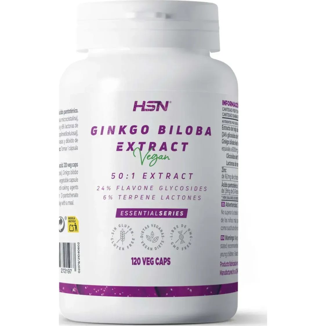 HSN Extracto de Ginkgo Biloba 50:1 120mg 120vcaps