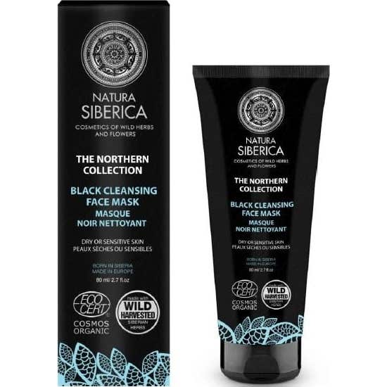 Natura Siberica Mascarilla facial negra limpiadora, brillo de la piel 80 ml