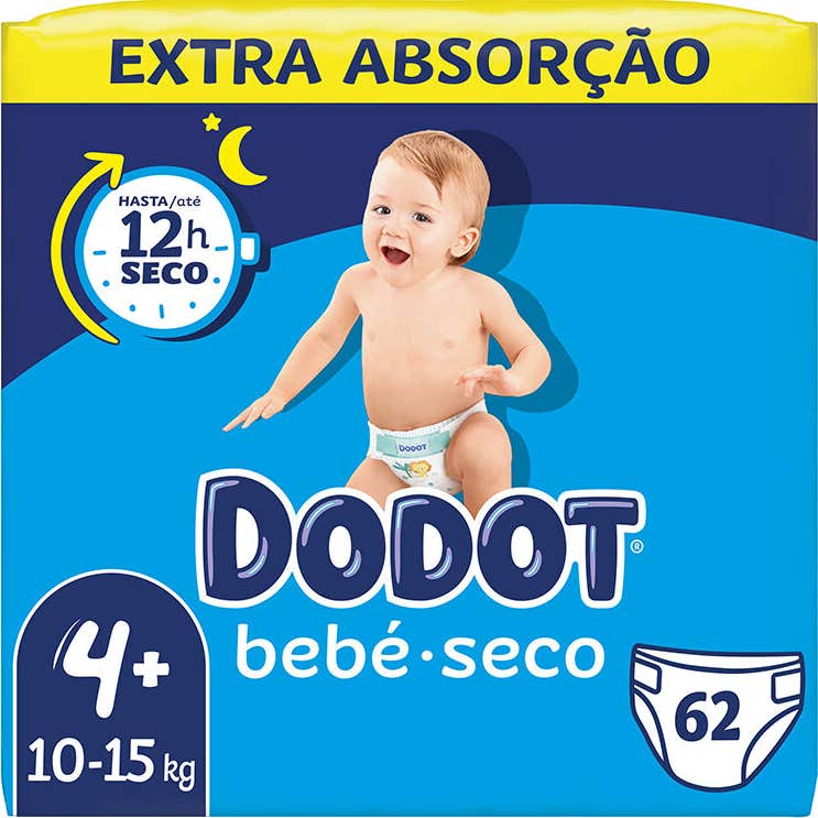 Dodot Bebé Seco Talla 4+ 10-15Kg 62uds