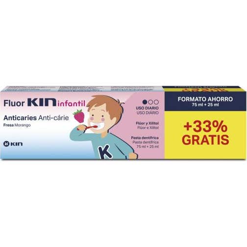 Fluor-Kin pasta dentífrica fresa 75 ml + 25 ml