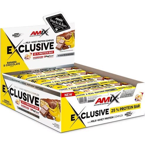 Amix Exclusive Protein Bar Plátano Chocolate 12 X85 G