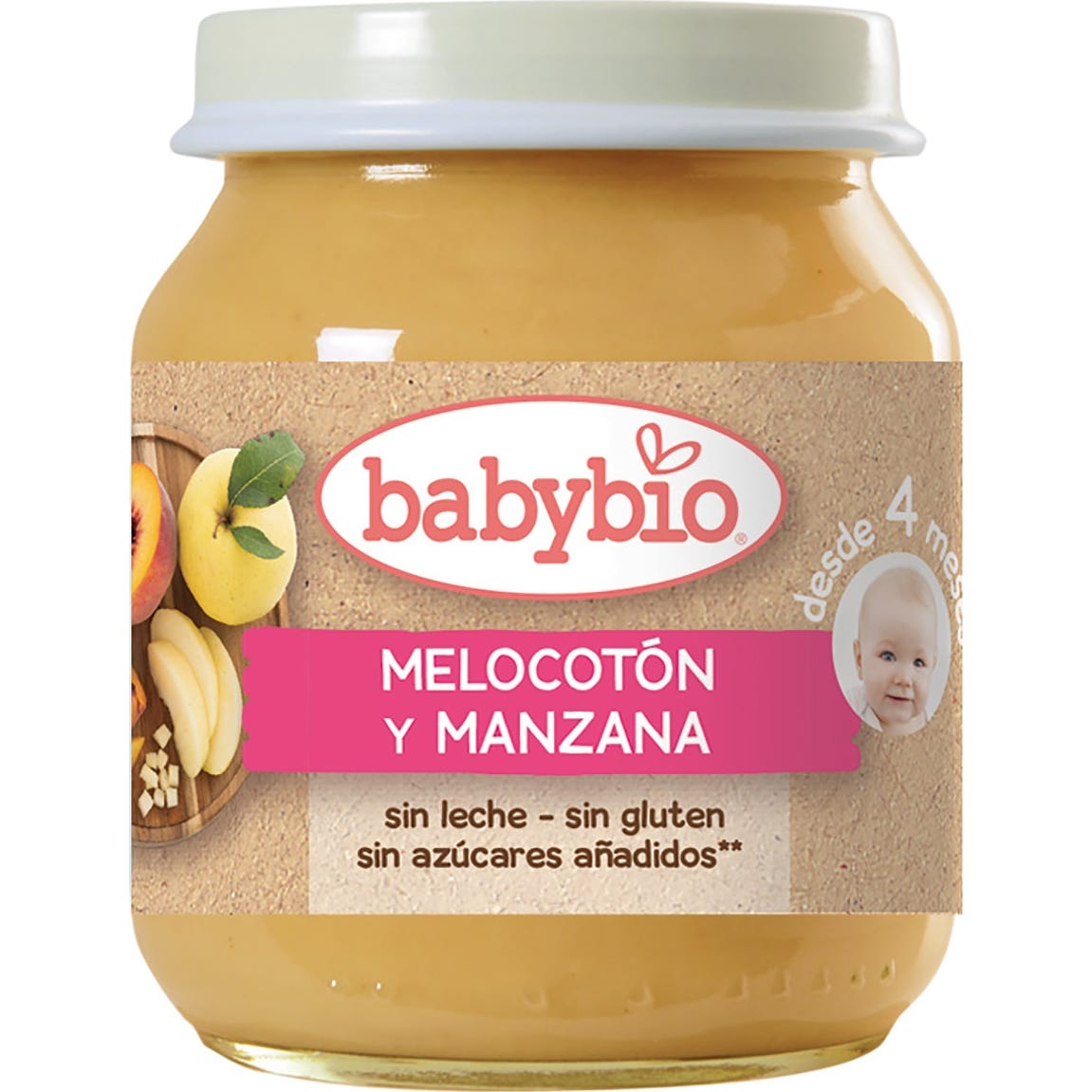 BabybioTarrito Ecológico De Melocotón Y Manzana 130g