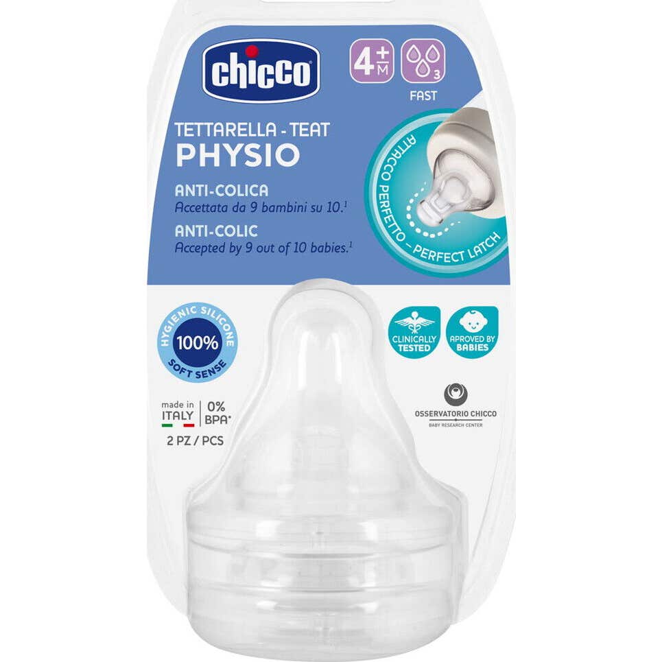 Chicco Tetinas Silicona Physio Flujo Rápido +4 Meses 2uds