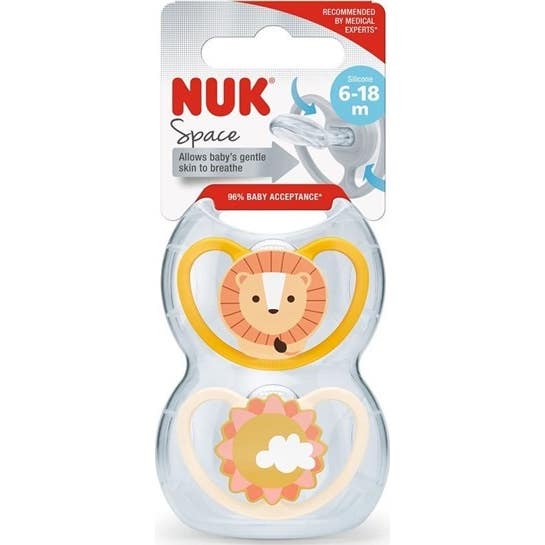 Nuk Space Chupete León Sol 6-18 Silicona 2 uds