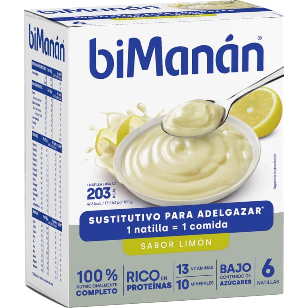 Bimanán Natillas Sustitutivas Sabor Limón 6 uds