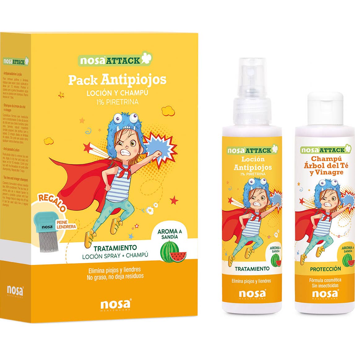 Nosa Pack Antipiojos Loción + Champú + Peine 1ud