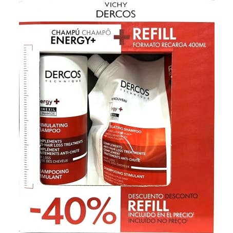 Vichy Dercos Energy+ Champú Estimulante 400ml + Recarga 400ml