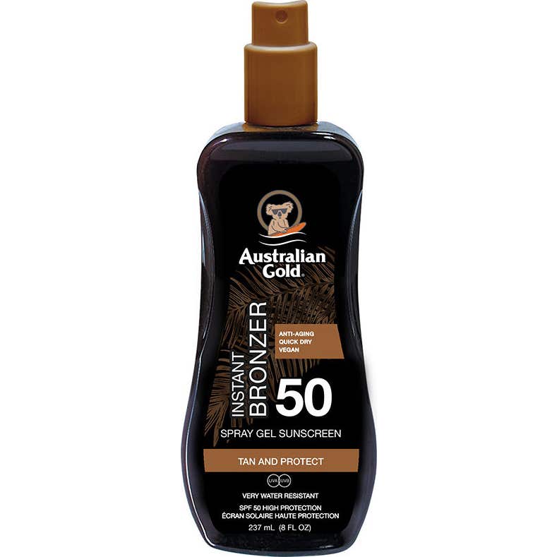 Australian Gold SPF50 With Instant Bronzer Spray Gel 237ml