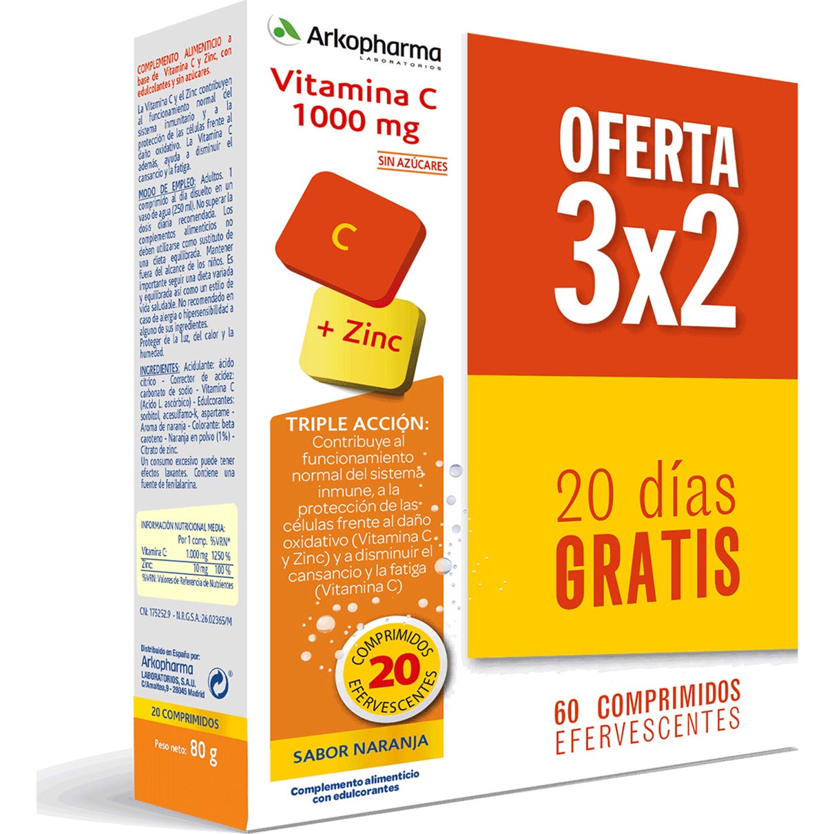 Arkopharma Arkovital Vitamina C 1000mg Efervescente 3x20comp