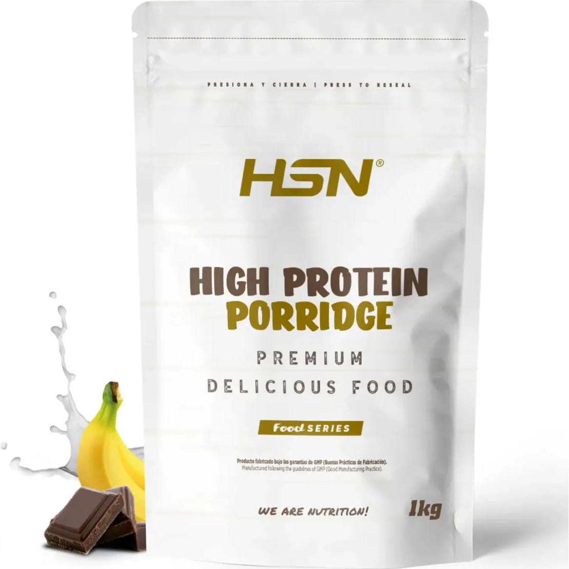 HSN Gachas de Avena Proteicas Chocolate y Plátano 1kg