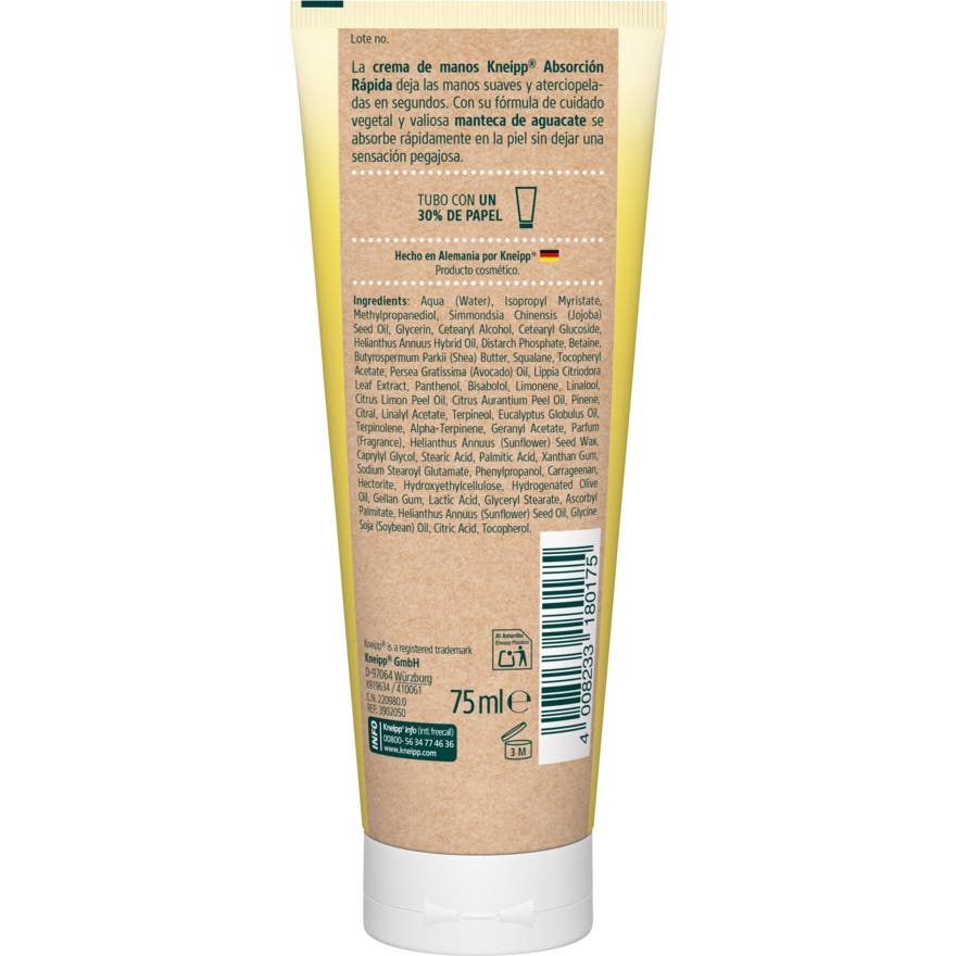 Kneipp Crema de Manos Absorción Rápida 75ml Kneipp Crema de Manos Absorción Rápida 75ml