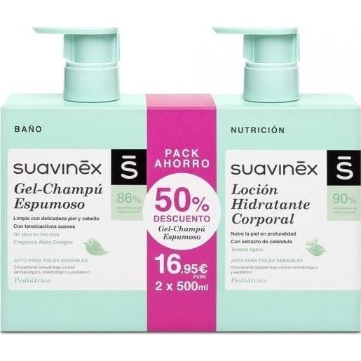 Suavinex Pediátrico Loción Hidratante 500ml + Gel Champú Espumoso 500ml