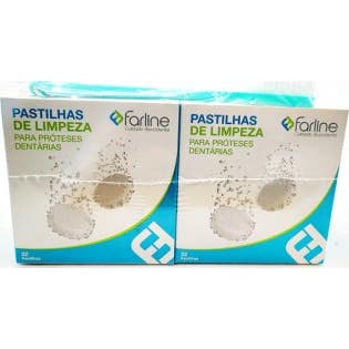Farline Pack Pastillas Limpiadoras Prótesis Dentales + Cepillo