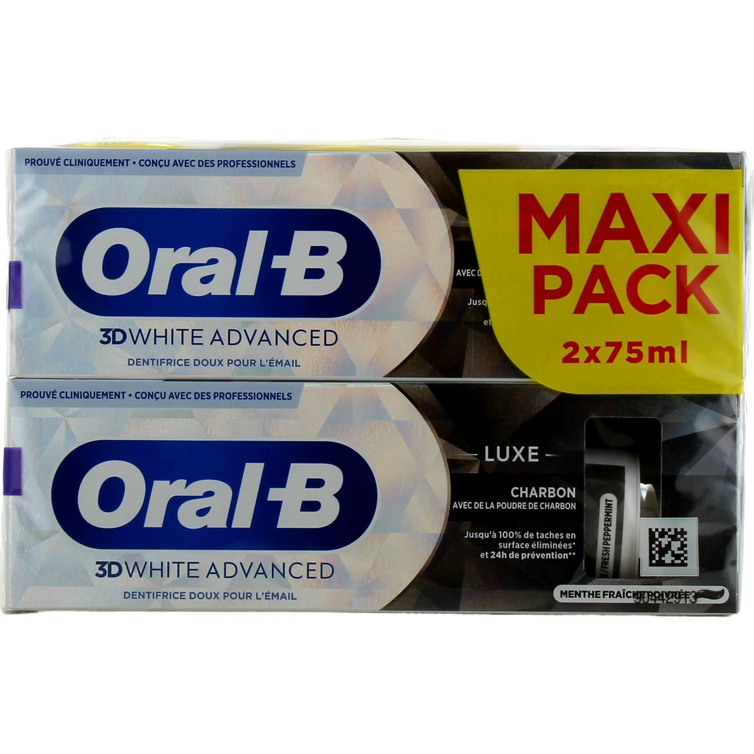 Oral-B Luxe Charbon 3D White Advanced Dentifrice 2x75ml