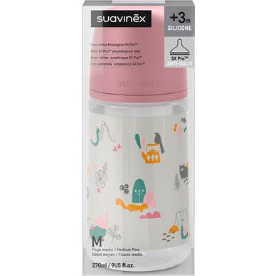 Suavinex Biberón Prints Fisiológico Sx Pro Silicona Medio +0M 270 ml 1 ud