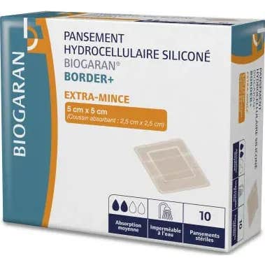 Biogaran Border+ Extra Mince Apósitos 5 cm x 5 cm 10 uds