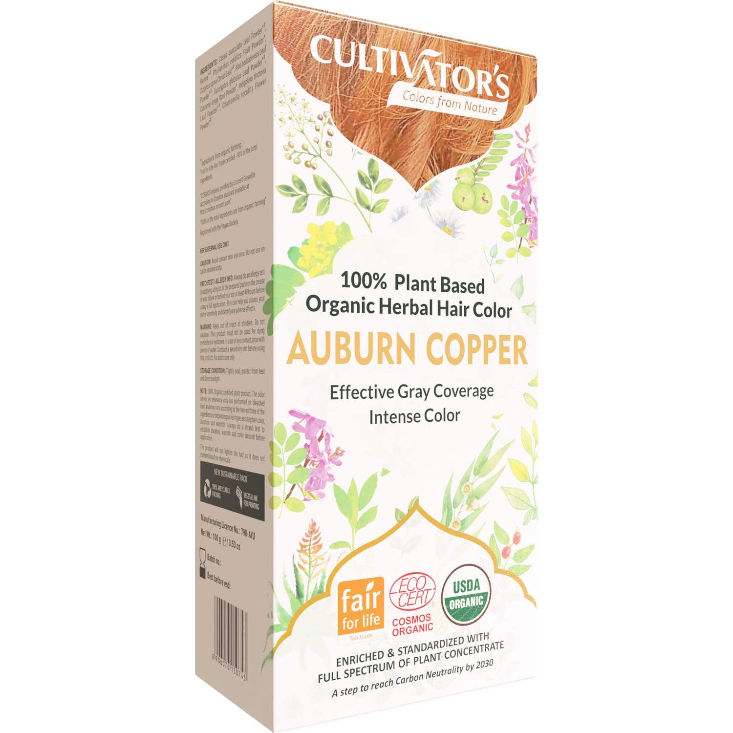 'Cultivator''s Tinte Orgánico Herbal Cobrizo Dorado 100g'