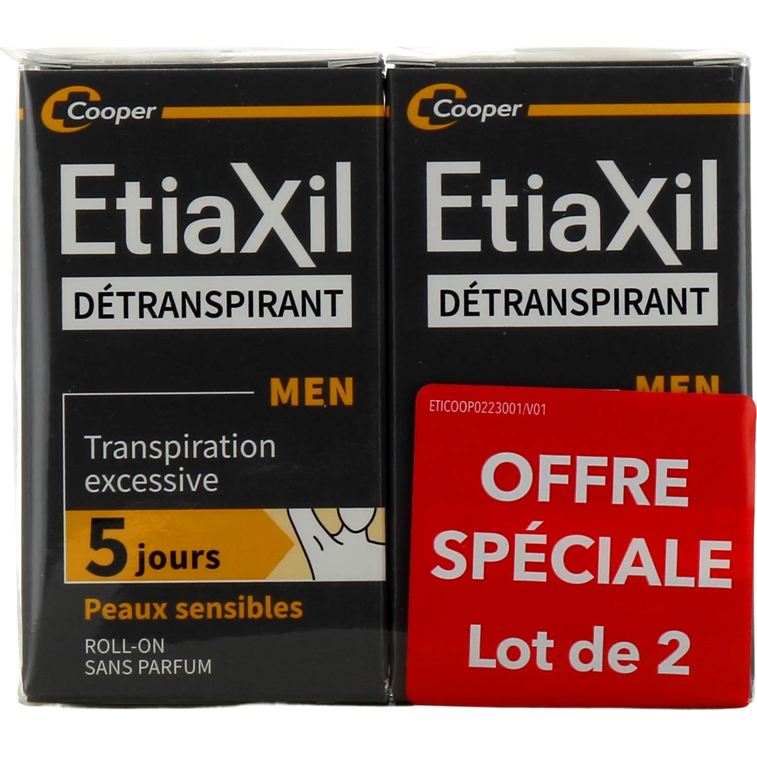 Etiaxil Men Détranspirant Transpiration Excessive Peaux Sensibles Roll-On 2x15ml