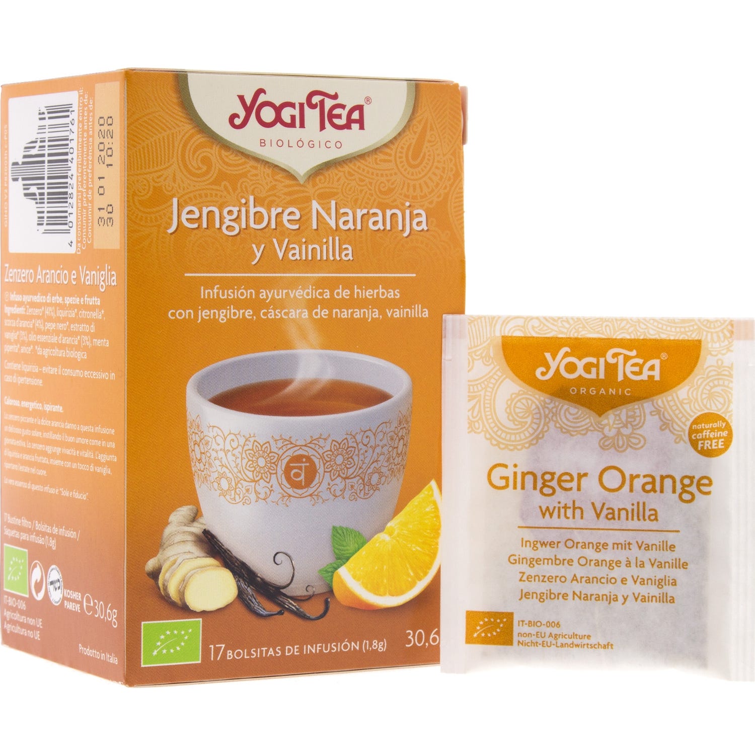 Yogi Tea jengibre naranja y vainilla 17 bolsas