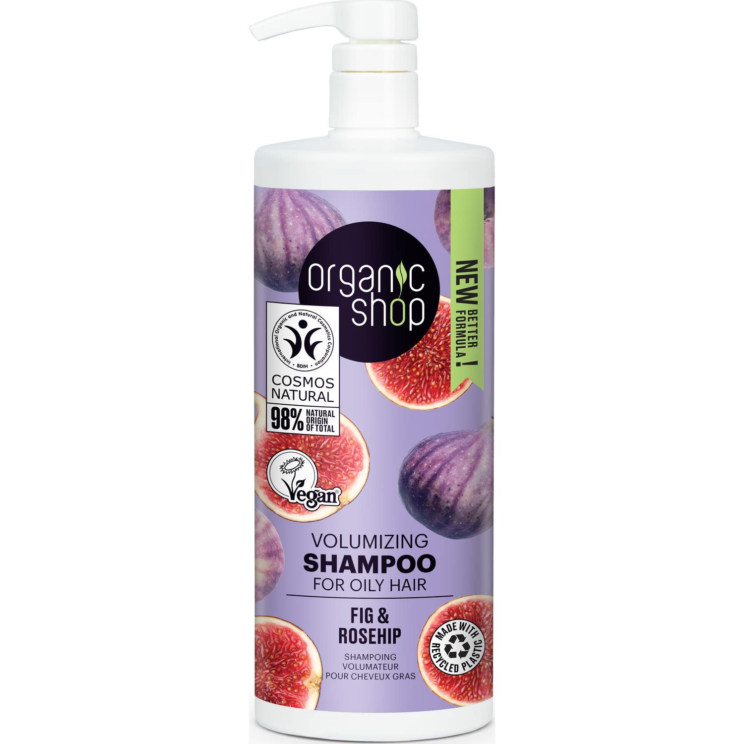 Organic Shop Shampoo for Oily Hair Volume Fig And Rosehip 1L