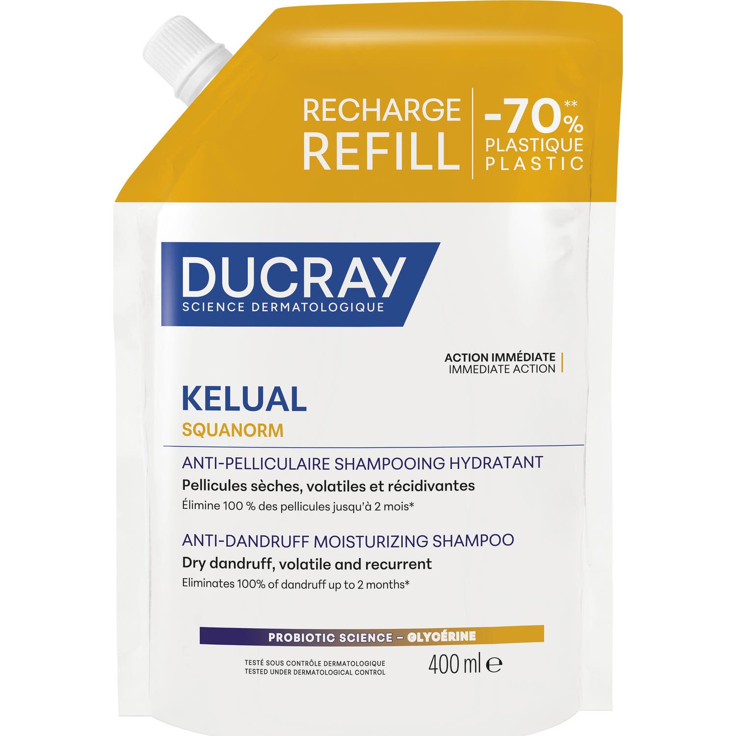 Ducray Kelual Squanorm Champú Hidratante Anticaspa Recarga 400 ml