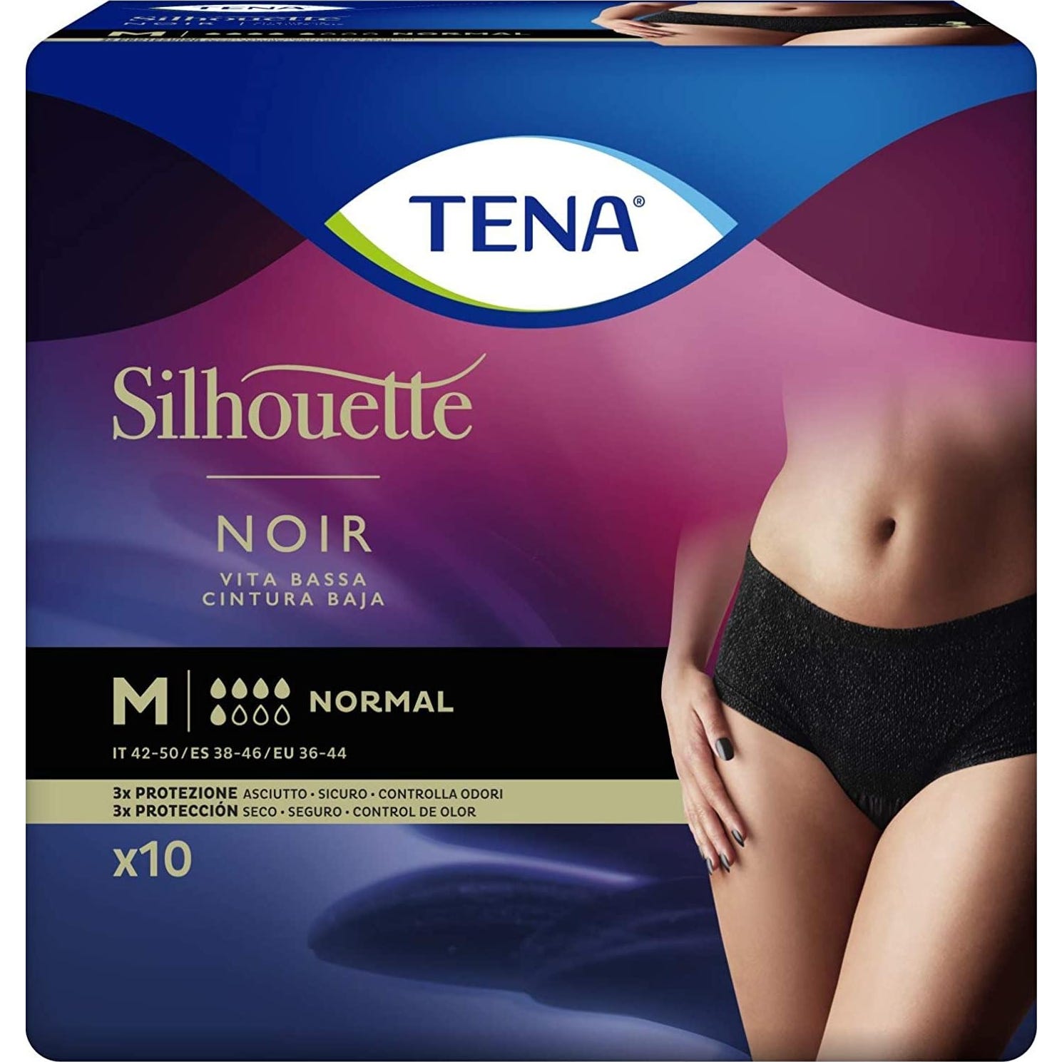 Tena Compresas Silhouette Negra Baja M 12 Unidades