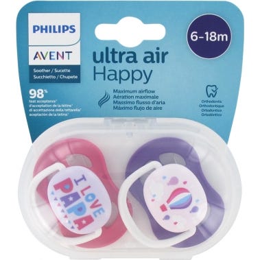 Avent Chupete Ultra Air I Love Papa 6-18 M 2 uds