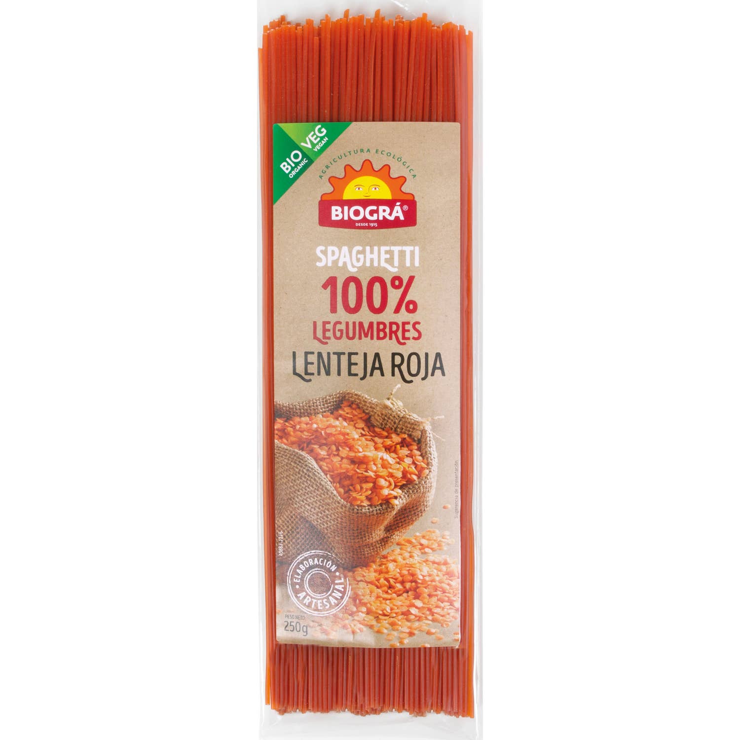 Biográ Espagueti Lentejas Rojas Bio 250 g